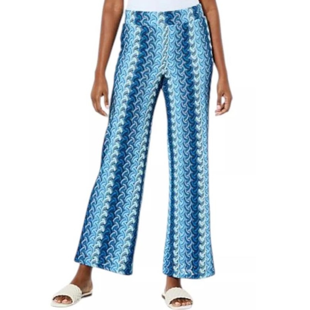 G by Giuliana Black Label Pull-On Crochet Wide-leg Pant Blue Size XS